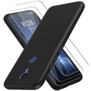 CBUS Silicone Flex-Gel Case + 2X Glass Screen Protectors for Sharp Rouvo V Verizon Matte Black