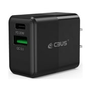 CBUS Wireless 20W Fast Wall Charger Dual Port USB-C + USB-A Compatible with iPhone 14/Plus/Pro/Max/13/12/11, Samsung Galaxy S23/S22/S21/Plus/Ultra/FE, Note 20