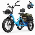 thumbnail image 1 of CBVELO Electric Tricycle for Adults, 750W Peak Folding 20 inch Fat Tire, Easy Step-Thru Frame, Removable Battery Dual Baskets with Cargo Seniors C16, 1 of 9