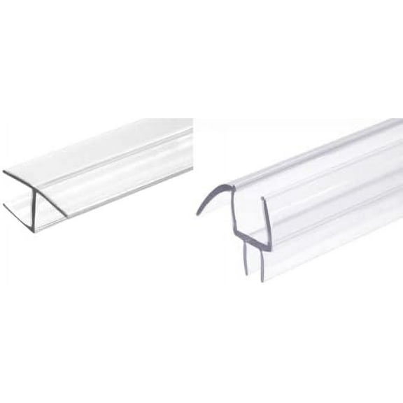 CBW Doors 2-Pack Frameless Shower Door Bottom + H-Type Seal Strip for 3/8" Glass, Clear Color (2-Pack Seals 78")