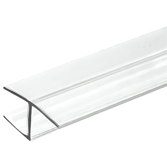 Frameless Shower Door Side Seal Strip H-Type 180 Degree 72inch Length, Clear (1, 1/2inch Glass)