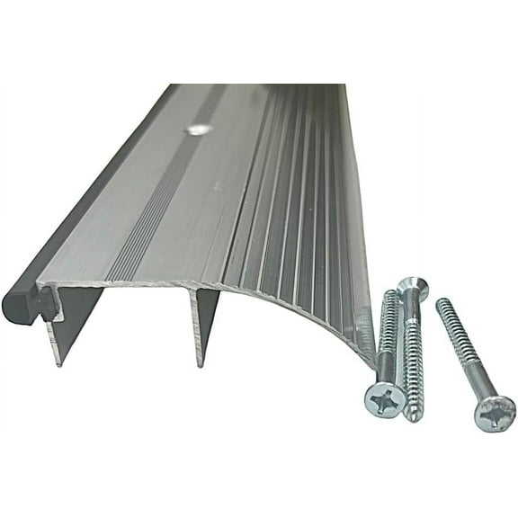 CBW KC Hardware 3-5/16 in. X 1 in. High Profile Aluminum and Vinyl Outswing Door Threshold Strip for Exterior Doors and Doorways - 36 Inch, Silver, Mill Finish, KCSTHS364872