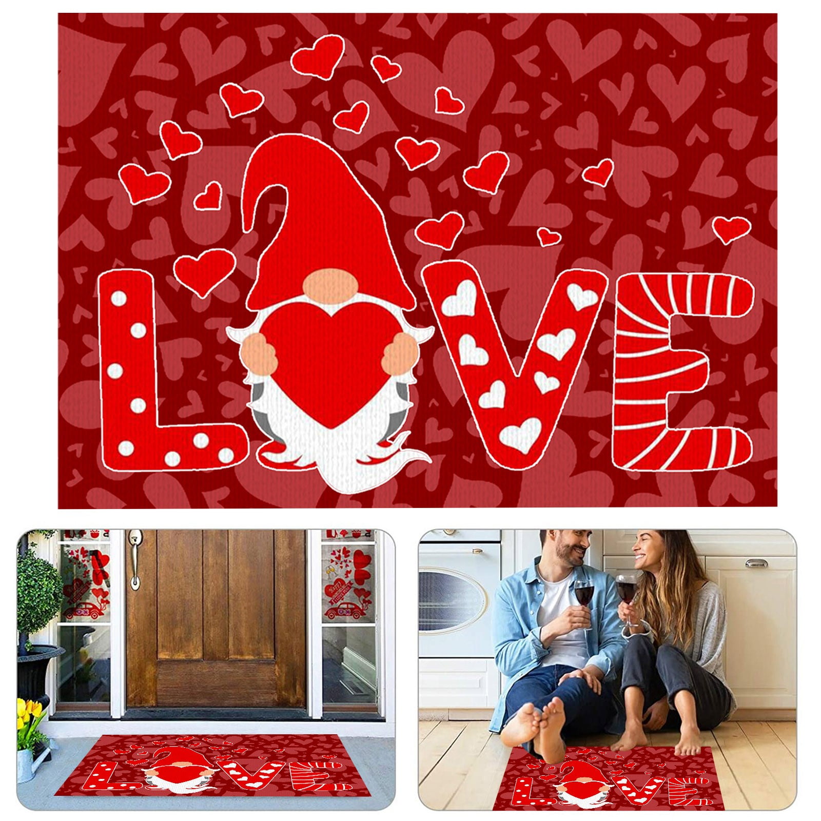 CBYHMELIVE Discount Happy Valentine's Day Gnome Decorative Doormat
