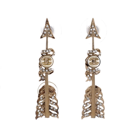 CC Arrow Earrings Metal with Crystals and Faux Pearls By Rebag