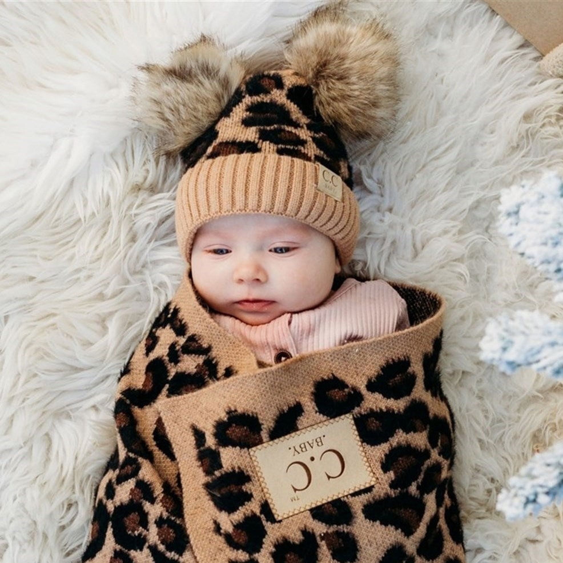 Leopard Print Cc Leopard Beanie Leopard Boucle Knit POM CC Beanie