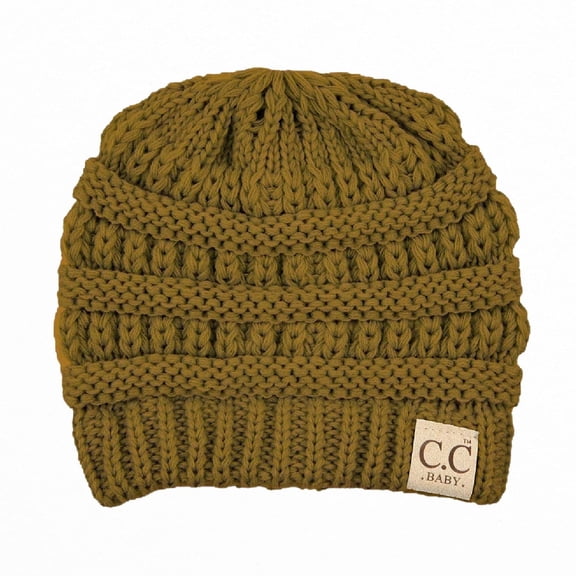 CC Baby Solid Knit Skully Newborn - 9 Months Beanie Hats in Olive - Soft, Warm Hats for Babies and Toddlers - Cozy Winter Wear