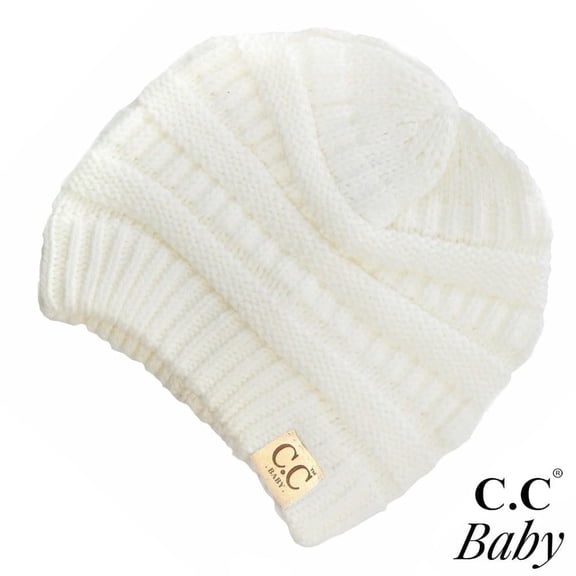 CC Baby Solid Knit Skully Newborn - 9 Months Beanie in Ivory - Soft, Warm Hats for Babies and Toddlers - Cozy Winter Wear