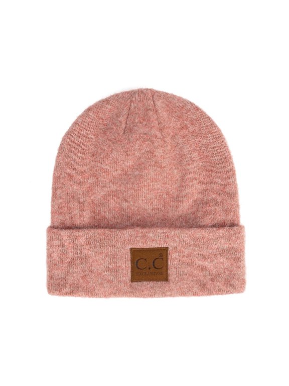 Heather Knit Basic Beanie Soft Winter Hat Women, Bubble Berry