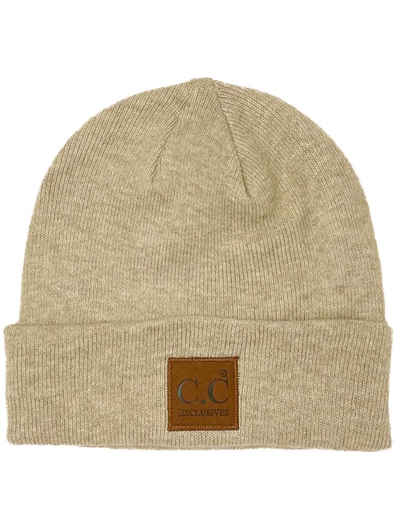 Heather Knit Basic Beanie Soft Winter Hat Unisex, Heather Beige