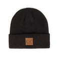 thumbnail image 1 of C.C Heather Knit Basic Beanie Soft Winter Hat Women, Black, 1 of 16