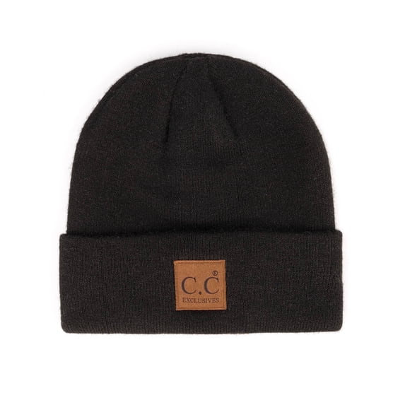 C.C Heather Knit Basic Beanie Soft Winter Hat Women, Black