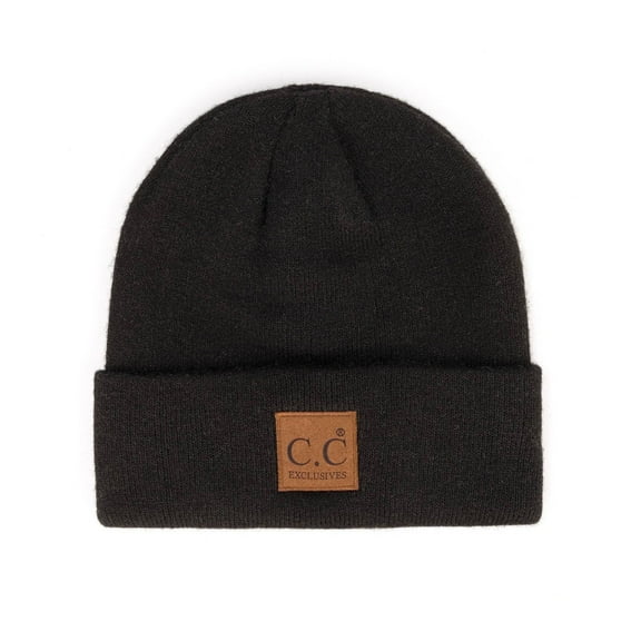 C.C Heather Knit Basic Beanie Soft Winter Hat Women, Black