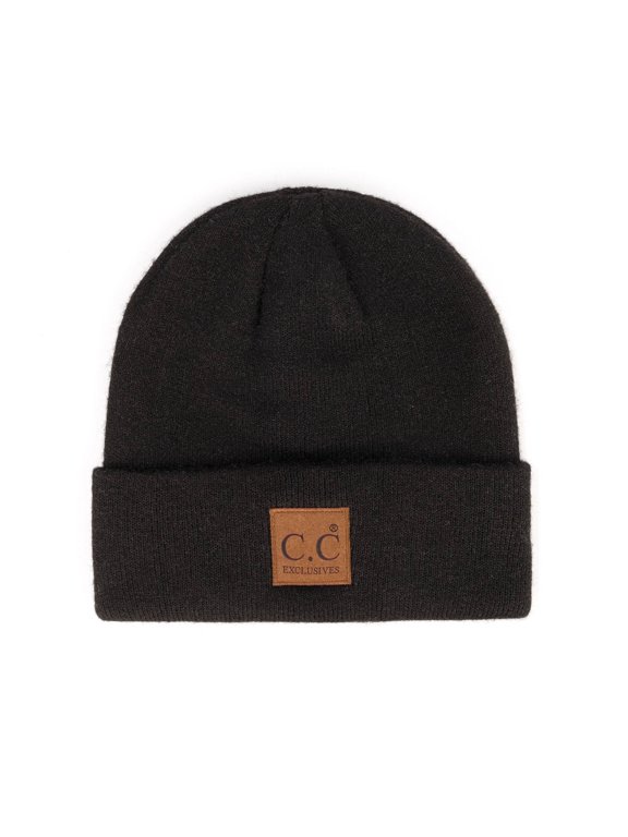 Heather Knit Basic Beanie Soft Winter Hat Women, Black