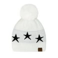 thumbnail image 1 of CC Beanie with Quality Faux Fur Pom & Star Pattern, 1 of 8
