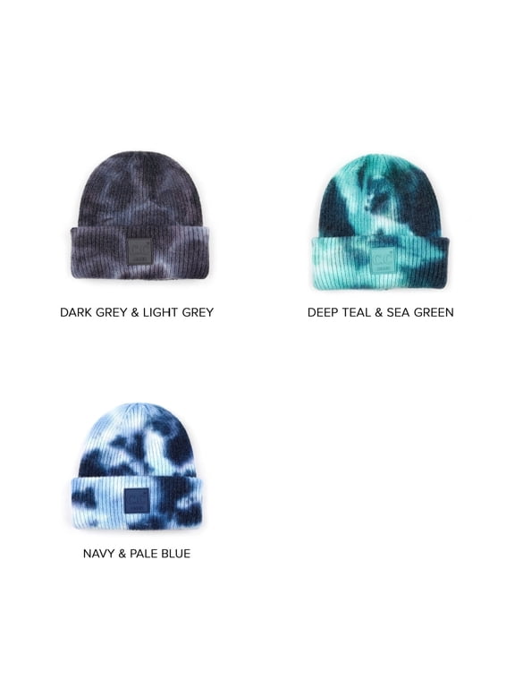 CC Blue Unisex Basic Tie Dye Beanie Hat for Toddler Ages 1-5 - Soft, Warm Hats for Babies and Toddlers - Cozy Winter Wear