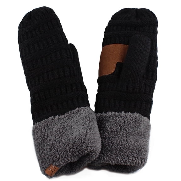 CC Brand Color Block Sherpa Lined Mitten Accessories Black/Dark Grey