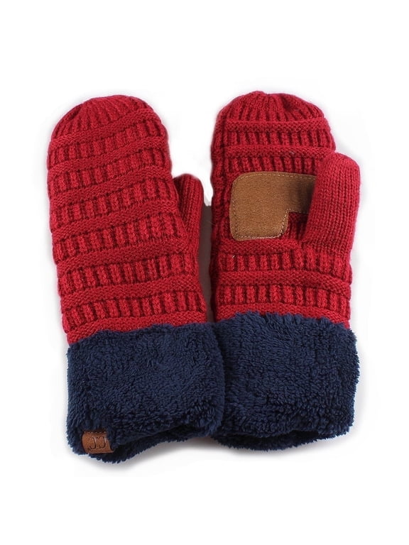 CC Brand Color Block Sherpa Lined Mitten Accessories Burgundy/Navy