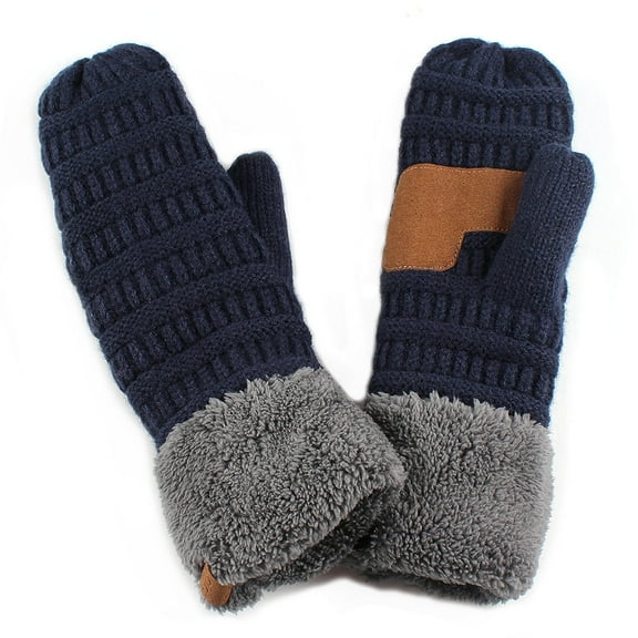 CC Brand Color Block Sherpa Lined Mitten Accessories Navy/Dark Grey