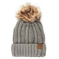 thumbnail image 1 of CC Brand Pom Thick Beanie Sherpa Lined Chunky Knit Stretch Women's Winter Hats Cap, 1 of 41