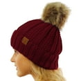 thumbnail image 1 of CC Brand Pom Thick Beanie Sherpa Lined Chunky Knit Stretch Women's Winter Hats Cap, 1 of 41