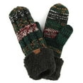 thumbnail image 1 of CC Brand Sherpa Lined Mittens Unisex Winter Accessories Hunter Green, 1 of 7