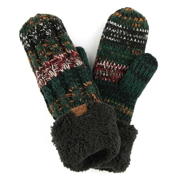 CC Brand Sherpa Lined Mittens Unisex Winter Accessories Hunter Green