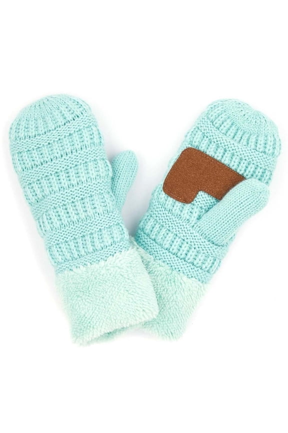 CC Brand Sherpa Lined Mittens Unisex Winter Accessories Mint