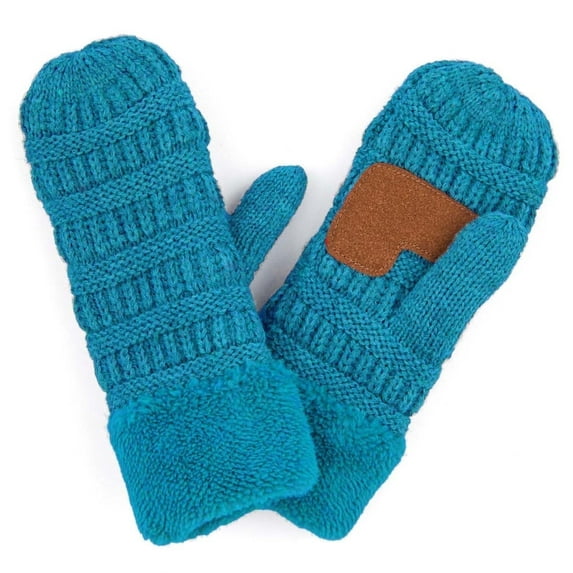 CC Brand Sherpa Lined Mittens Unisex Winter Accessories Teal