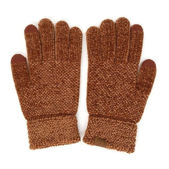C.C Quad Collection Unisex Winter Warm Touch Screen Chenille Gloves, Clay
