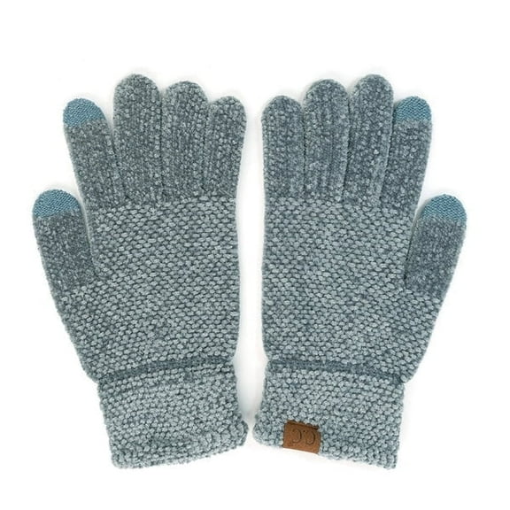 C.C Quad Collection Women's and Men's Touch Screen Chenille Gloves, Steel Blue