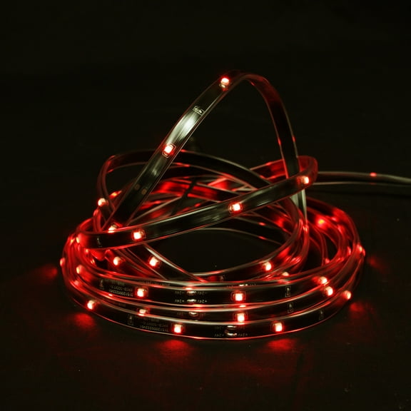 CC Christmas Decor LED Christmas Linear Tape Lighting - Black Finish - Red Lights - 18'