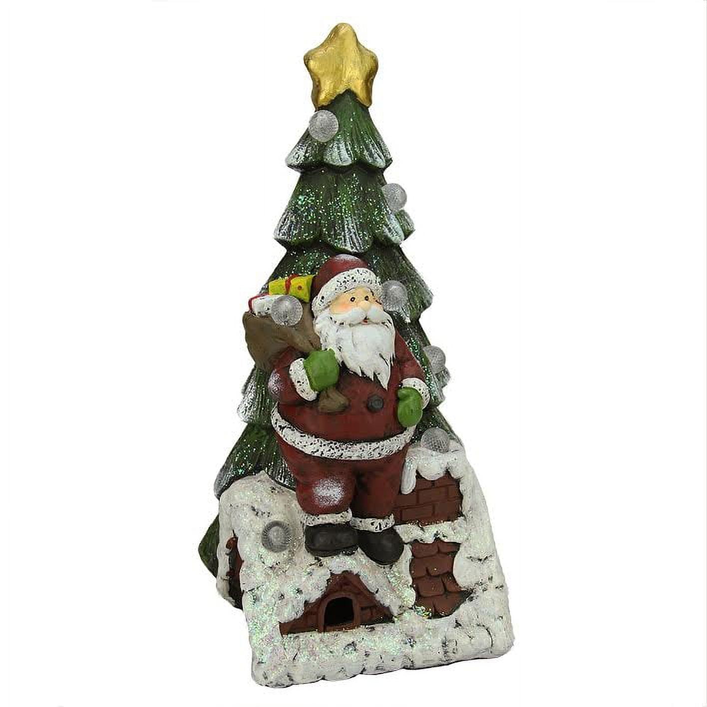 19.5" Festive Santa Claus and Christmas Tree Resin Tabletop Decoration