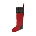 thumbnail image 1 of CC Christmas Decor 28" Rustic Chic Red Decorative Wool Christmas Stocking with Gray Plaid Cuff, 1 of 3