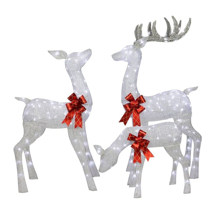 CC Christmas Decor 3-Piece Light Deer Family Christmas Sleigh