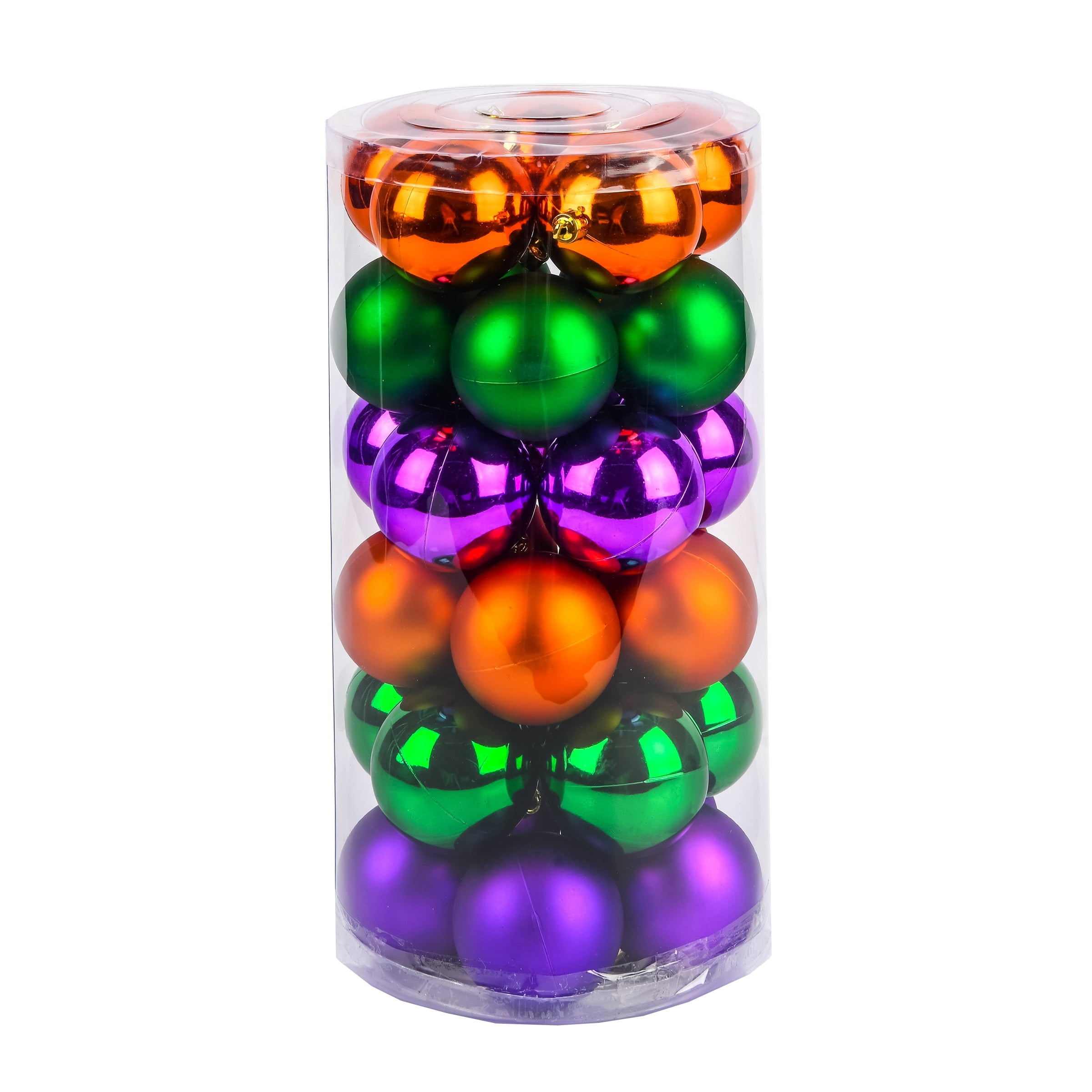 CC Christmas Decor 30ct Green and Purple 2-Finish Halloween Ball Ornaments 11.75"