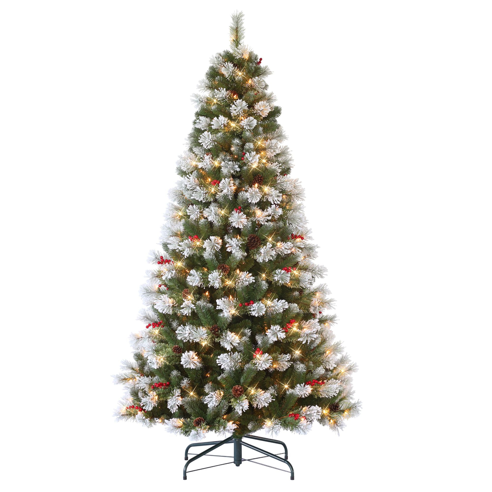 CC Christmas Decor Pre-lit Medium Flocked Pine Artificial CC Christmas Decor Pre-lit Medium Flocked Pine Artificial