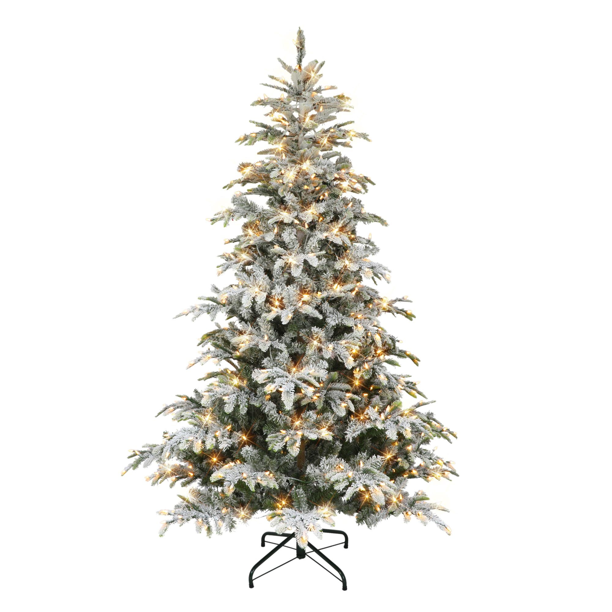 CC Christmas Decor 7.5' Prelit Flocked Aspen Green Fir Artificial