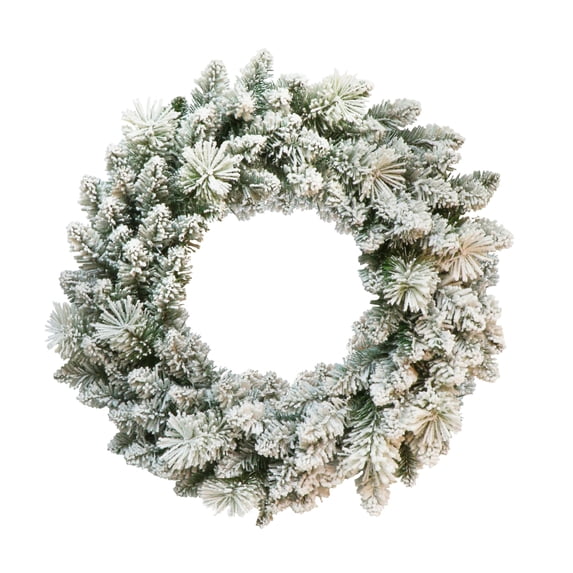 CC Christmas Decor Flocked Spruce Artificial Christmas Wreath - 24” - Unlit