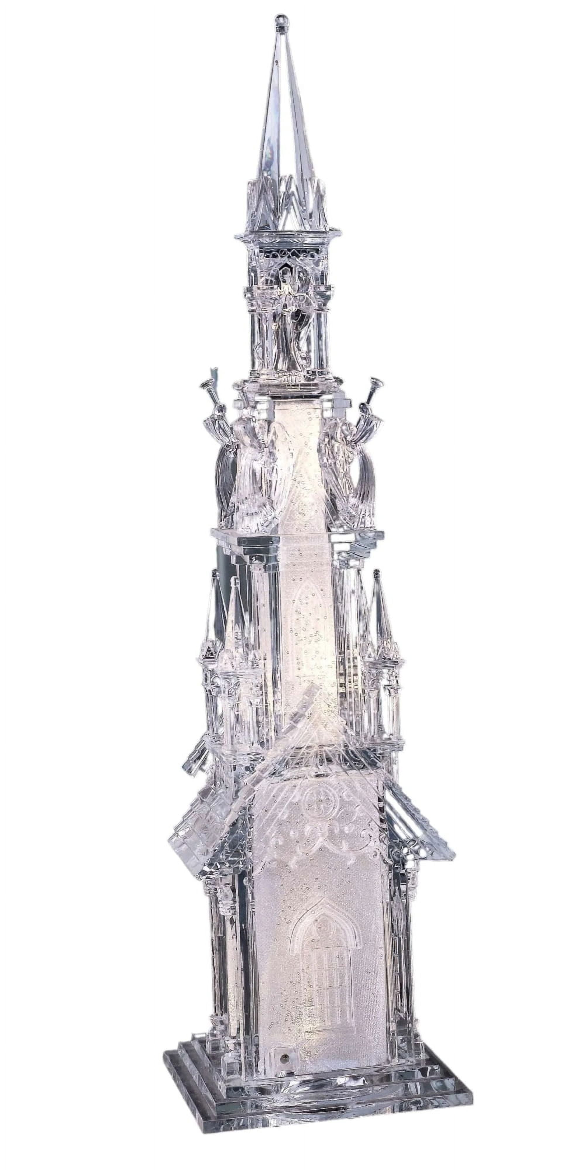 Clear Acrylic Cathedral Figurine with LED Lights and Angels - 19"