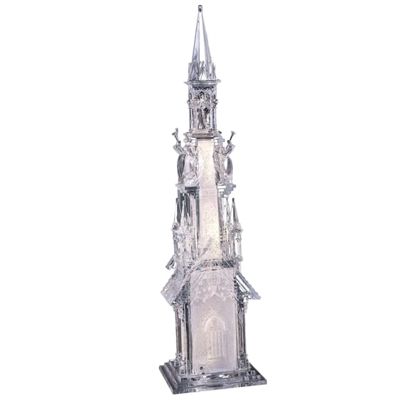 CC Christmas Decor LED Lighted Clear Cathedral with Angels Christmas Figurine - 19" - Set of 2