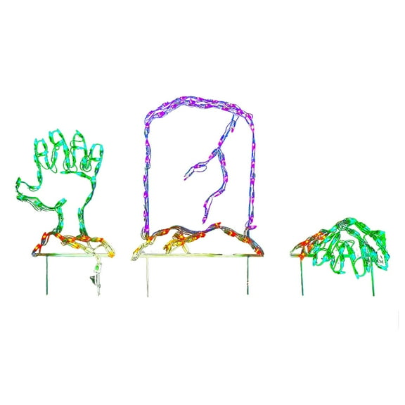 CC Christmas Decor LED Lighted Tombstone and Hand Outdoor Halloween Decoration - 60"