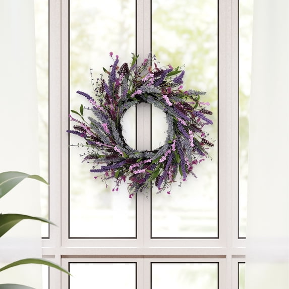 CC Christmas Decor Lavender Floral Artificial Spring Wreath - 24" - Purple