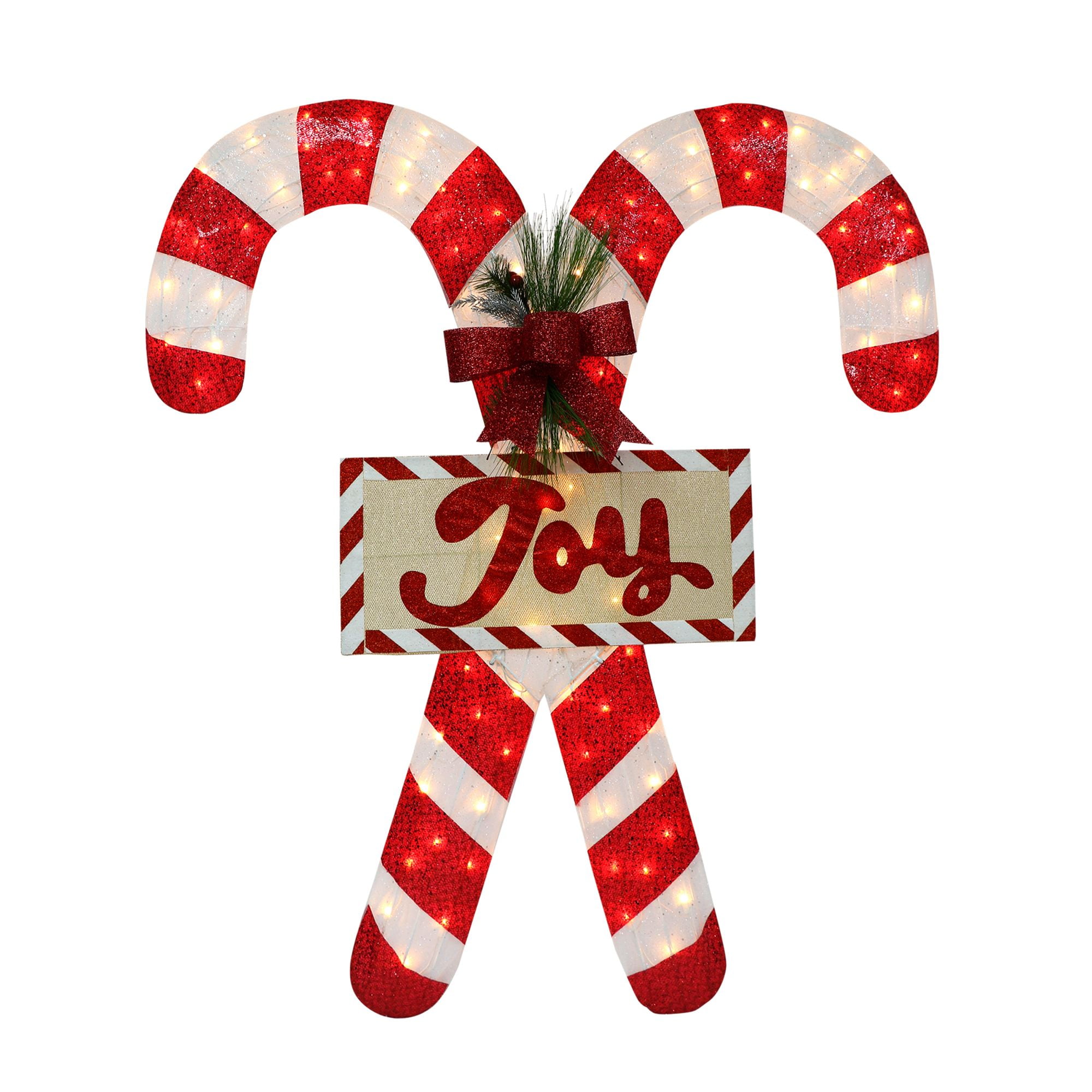 CC Christmas Decor Lighted "Joy" Candy Cane Christmas Outdoor Yard Decoration - 52"