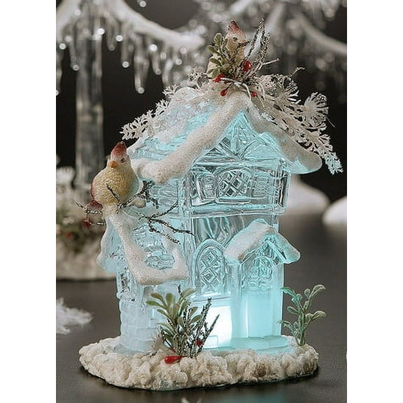 Icy Giftware LED Lighted Icy Crystal Forest House Christmas Figurine Decoration - 6.75"