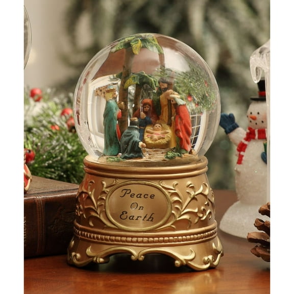 Icy Giftware Peace on Earth Nativity Christmas Water Globes - 5.25" - Set of 2