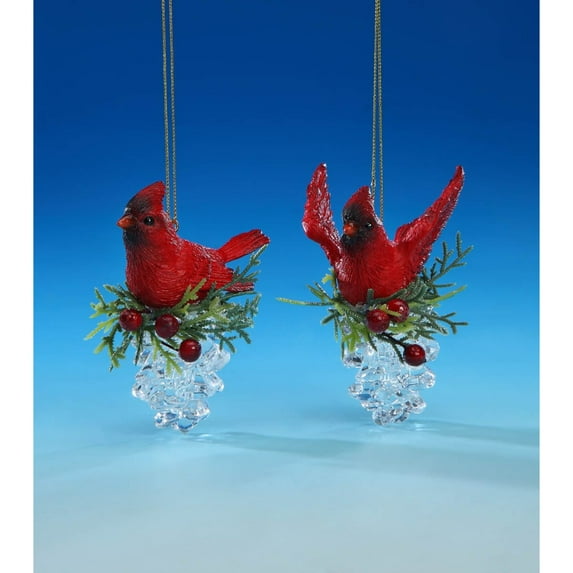 Icy Giftware Cardinal Ice Cube Christmas Figurine Ornaments - 3" - 2ct