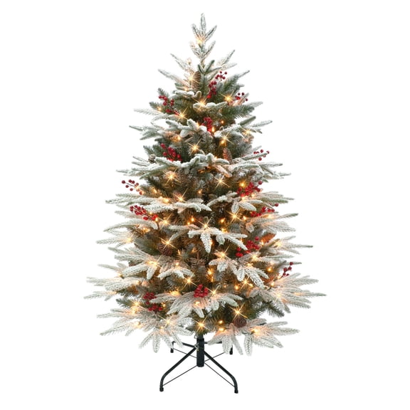 CC Christmas Decor Pre-lit Full Flocked Halifax Fir Artificial Christmas Tree - 4.5 - Clear Lights