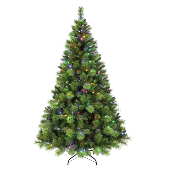 CC Christmas Decor Pre-lit Medium Adirondack Pine Artificial Christmas Tree - 7.5’ - Multi Light