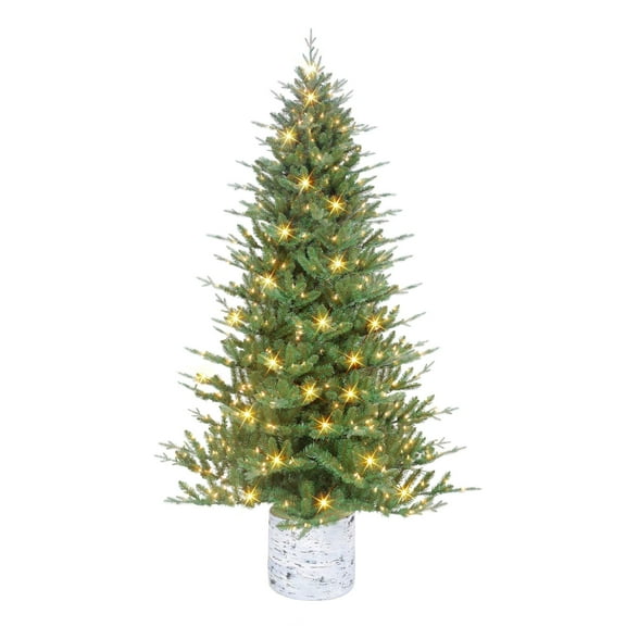 CC Christmas Decor Pre-lit Potted Medium Artificial Pine Christmas Tree - 7.5 - Clear Lights