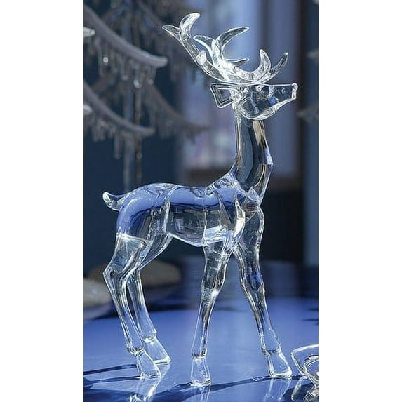 CC Christmas Decor Set of 2 Icy Crystal Decorative Christmas Standing Deer Figurines 11.6"